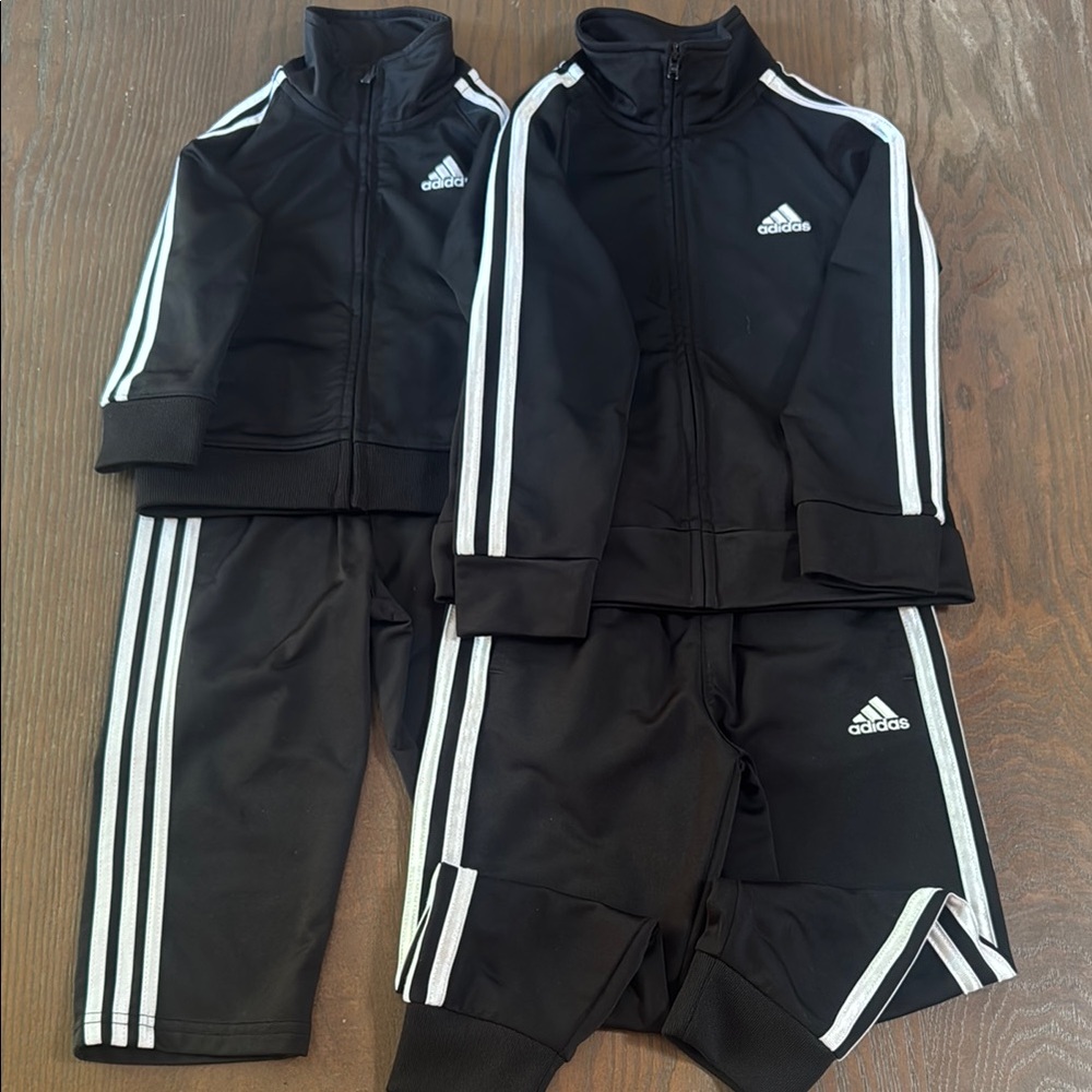 2 Adidas Black Tracksuits!! 18 months & 4 years